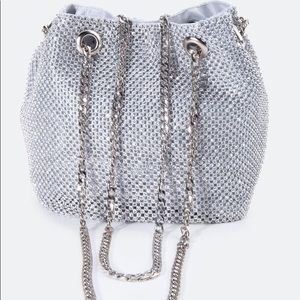 Mini rhinestone bucket bag